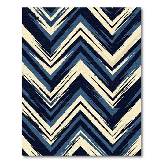 Bold Navy Blue Chevron Zigzag Rug