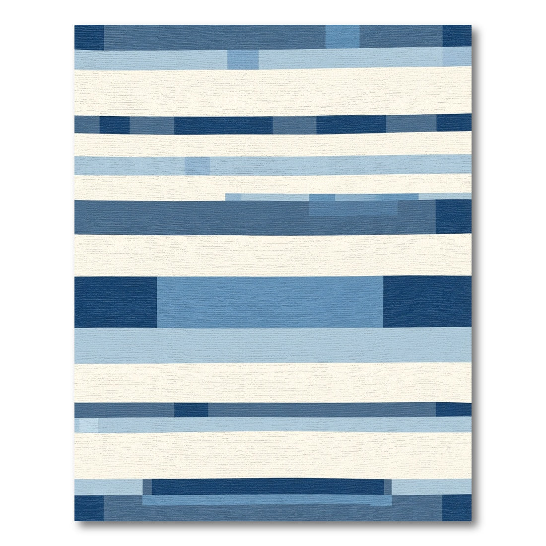 Coastal Blue Horizontal Bar Stripe Rug