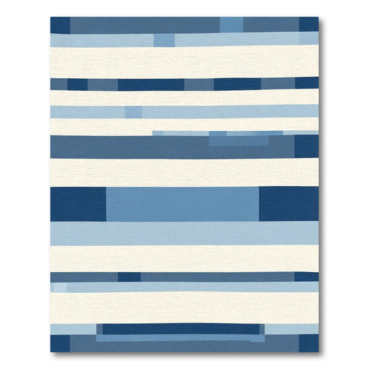 Coastal Blue Horizontal Bar Stripe Rug