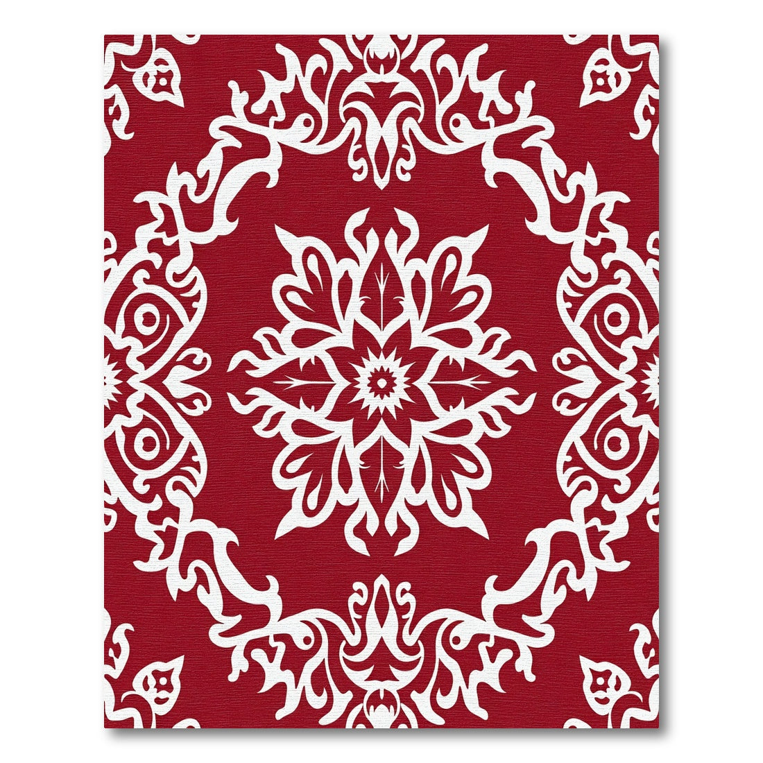 Crimson White Floral Medallion Rug