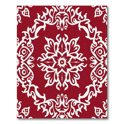 Crimson White Floral Medallion Rug