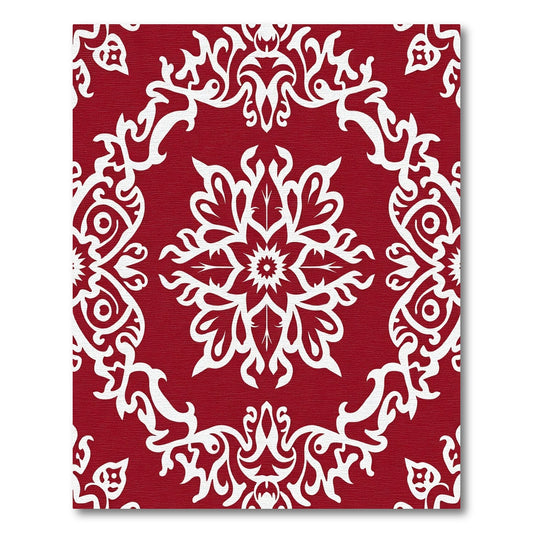 Crimson White Floral Medallion Rug