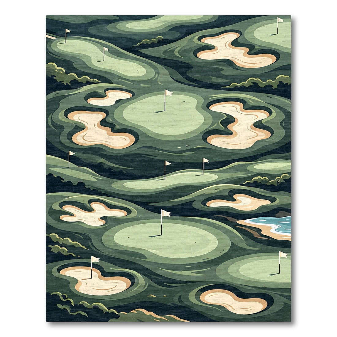 Abstract Golf Course Landscape Greenery Rug