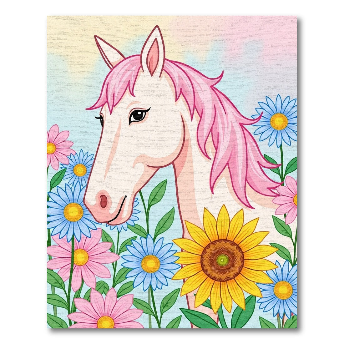 Pink Unicorn Meadow Floral Garden Rug