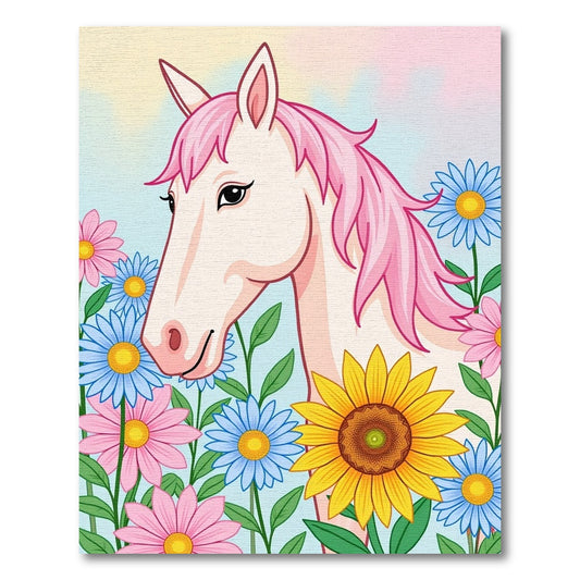 Pink Unicorn Meadow Floral Garden Rug