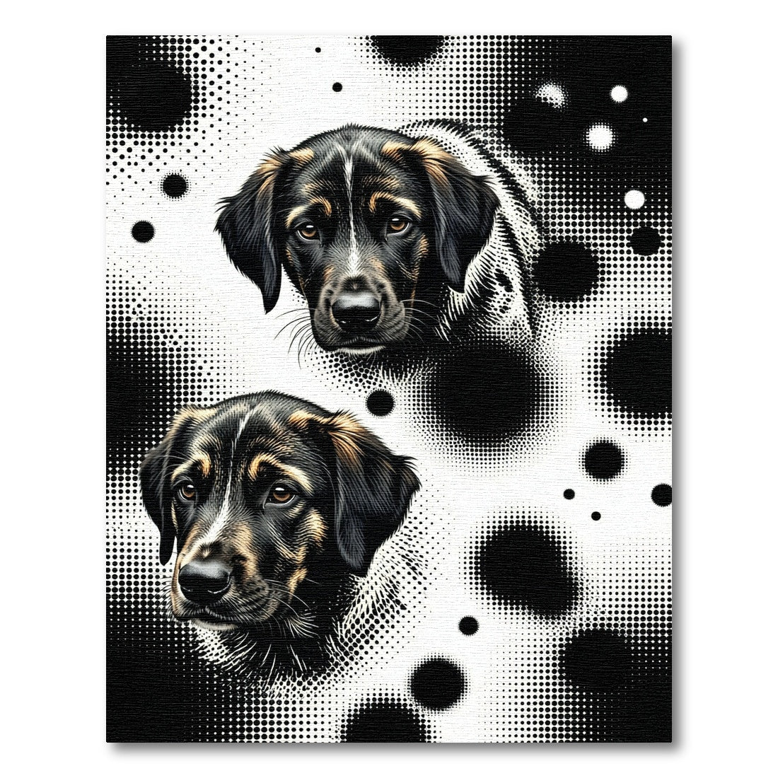 Two Black And Tan Dog Halftones Rug