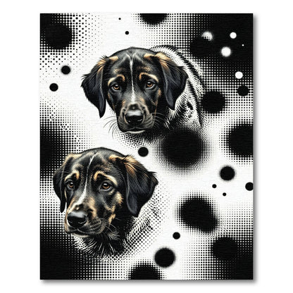 Two Black And Tan Dog Halftones Rug
