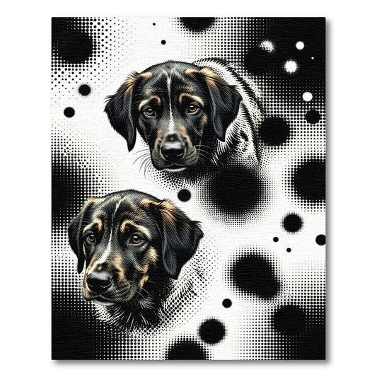 Two Black And Tan Dog Halftones Rug
