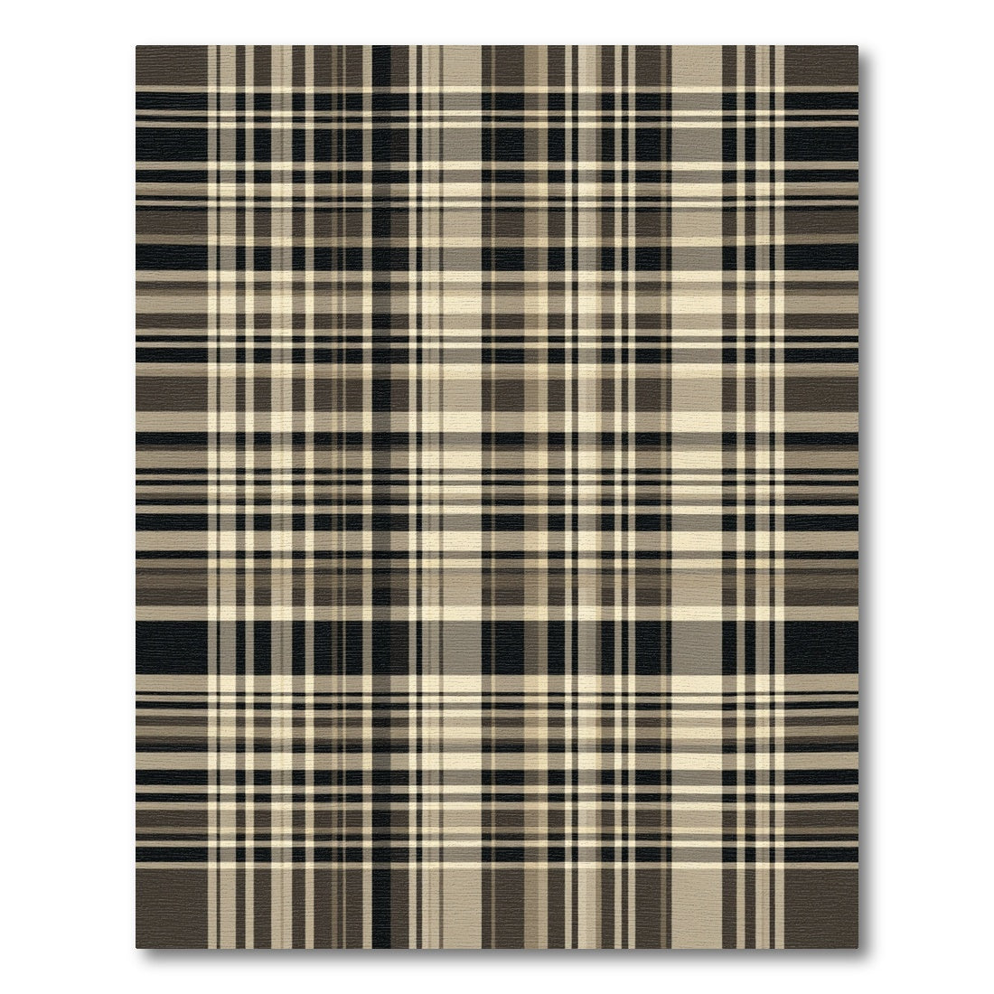 Classic Tan Black Plaid Lines Rug