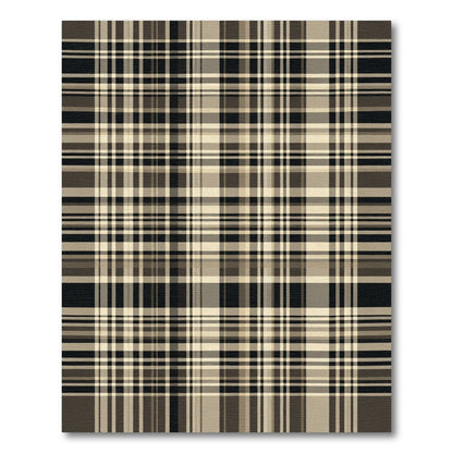 Classic Tan Black Plaid Lines Rug