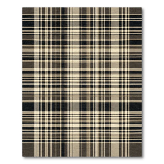 Classic Tan Black Plaid Lines Rug