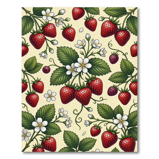 Botanical Strawberry Vine Garden Cream Rug