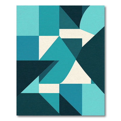 Modern Teal Geometric Abstract Art Rug