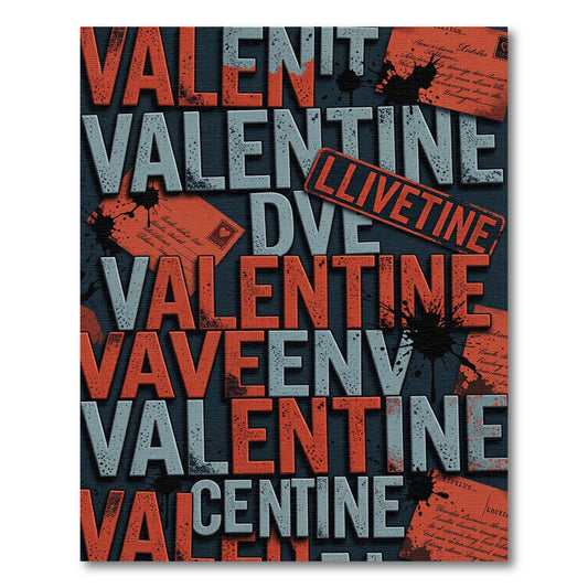 Crimson Gray Love Valentine Text Rug