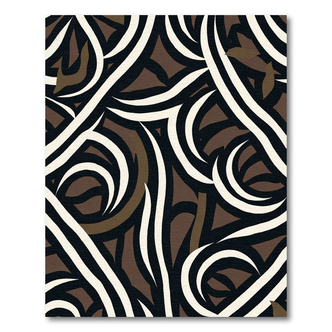 Dark Brown Cream Swirl Wavy Rug