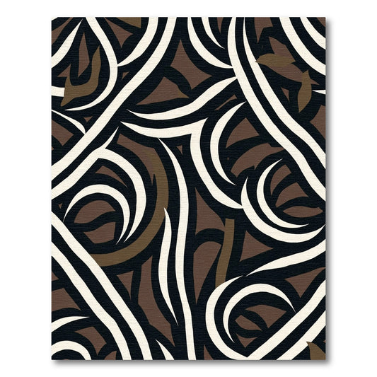 Dark Brown Cream Swirl Wavy Rug