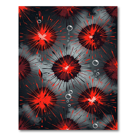 Intense Red Splatter Burst Explosion Rug