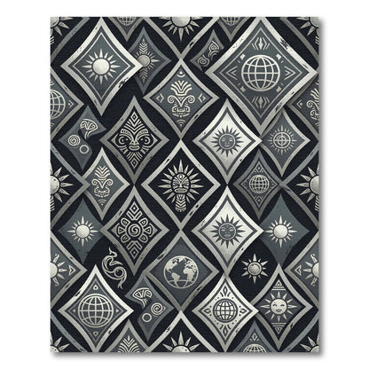 Monochrome Celestial Diamond Mystic Geo Rug