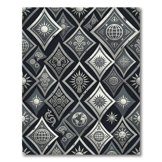 Monochrome Celestial Diamond Mystic Geo Rug