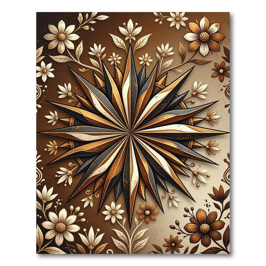 Dramatic Gold Black Starburst Floral Rug