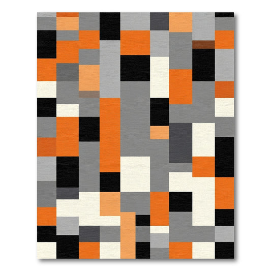 Modern Orange Gray Black Rectangular Rug