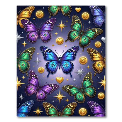 Ethereal Golden Butterfly Celestial Fantasy Rug