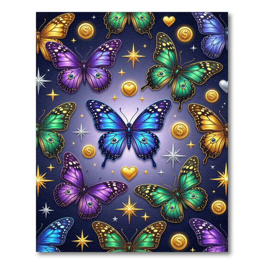 Ethereal Golden Butterfly Celestial Fantasy Rug
