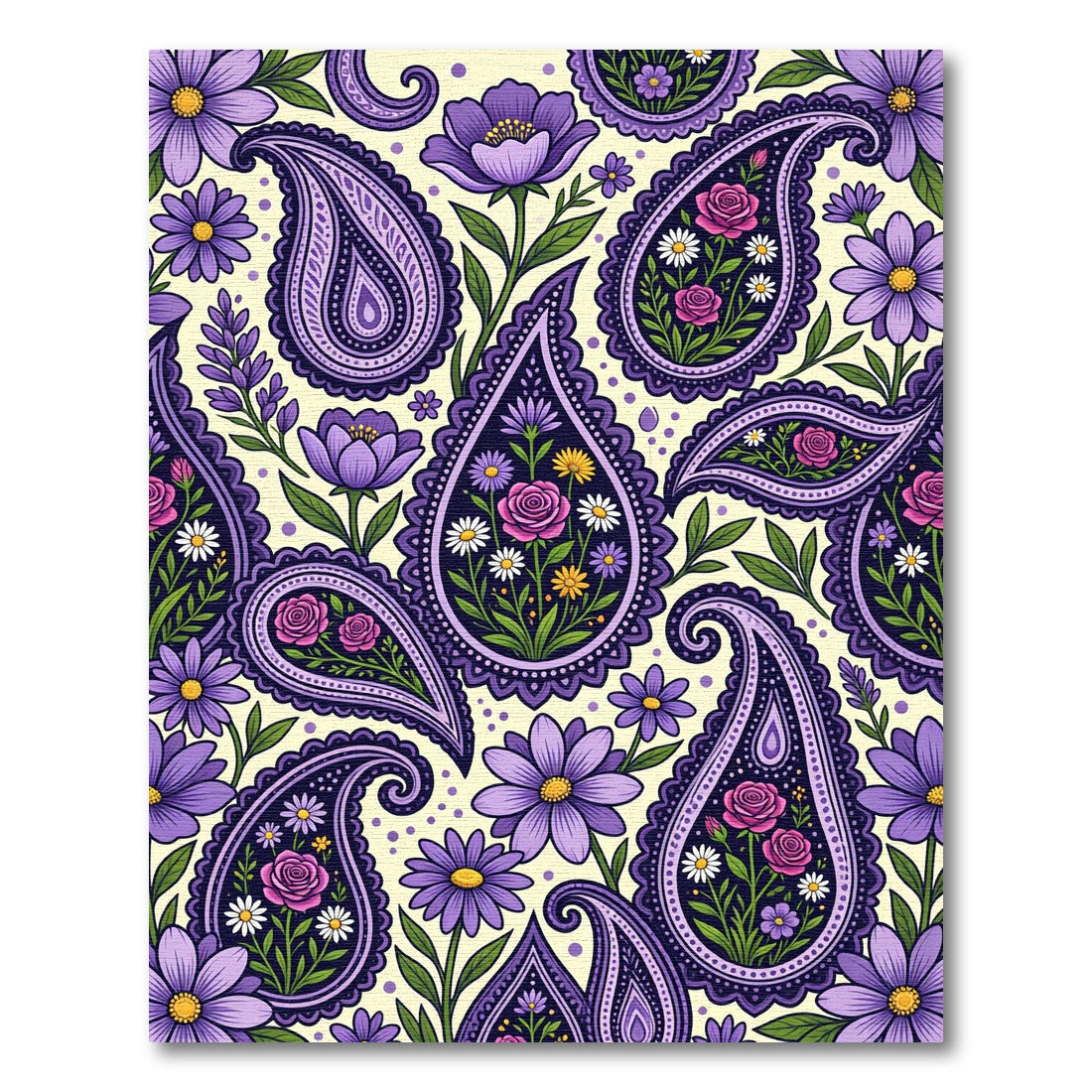 Purple Floral Paisley Meadow Rug