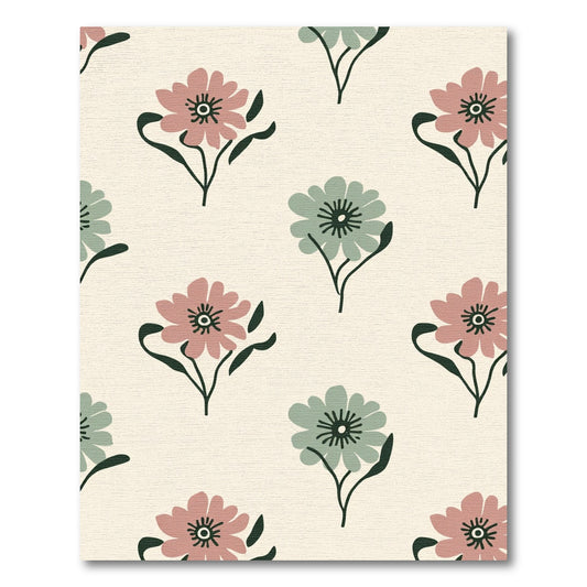 Soft Pink Sage Floral Sprigs Rug