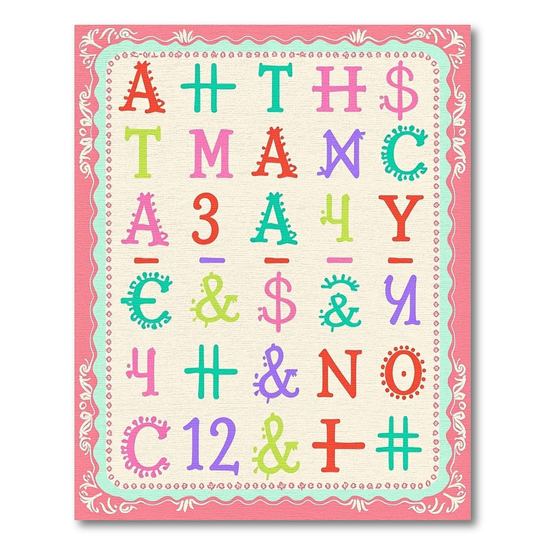 Playful Alphabet Symbols And Numbers Rug