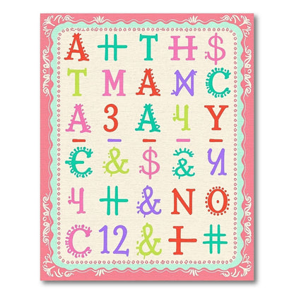 Playful Alphabet Symbols And Numbers Rug