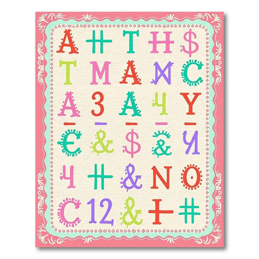 Playful Alphabet Symbols And Numbers Rug