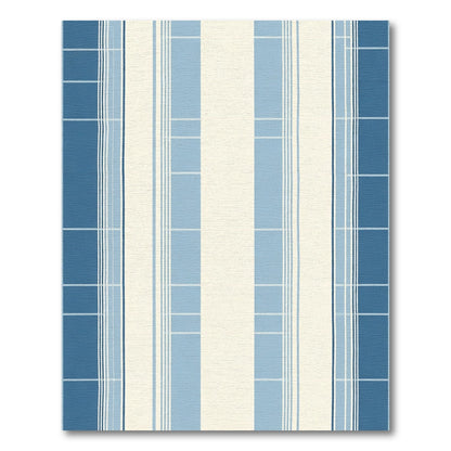 Coastal Blue Striped Windowpane Rug