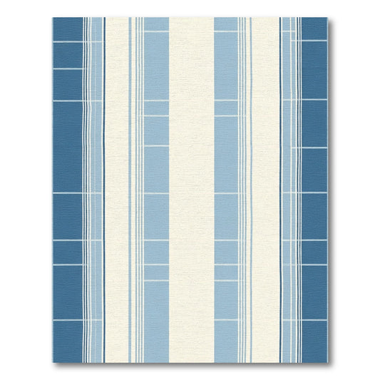 Coastal Blue Striped Windowpane Rug