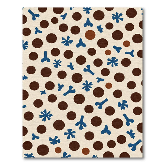 Cream Ground Brown Blue Organic Dots Rug