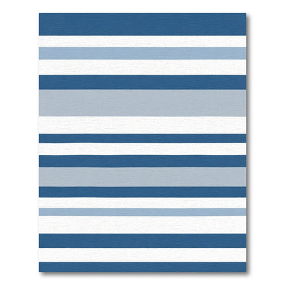 Modern Blue White Horizontal Stripe Rug