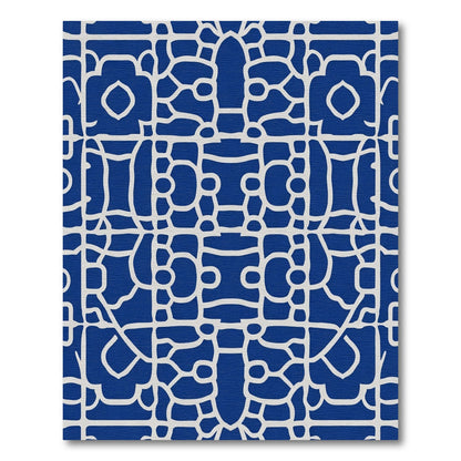 Cobalt White Organic Lattice Rug