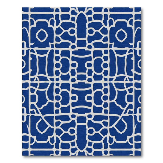 Cobalt White Organic Lattice Rug