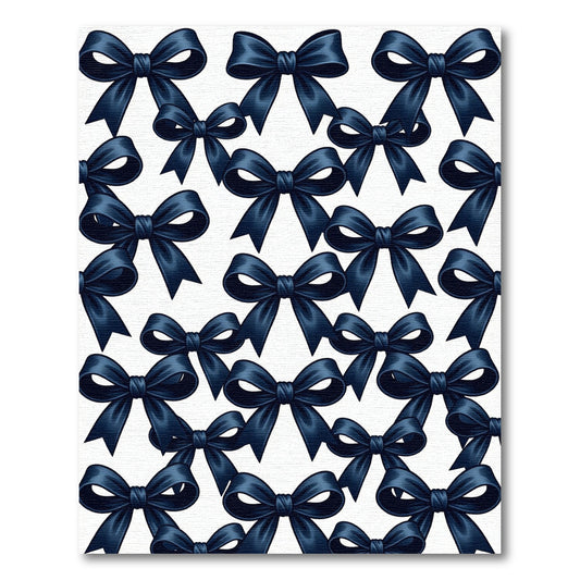Elegant Navy Blue Ribbon Bows Rug