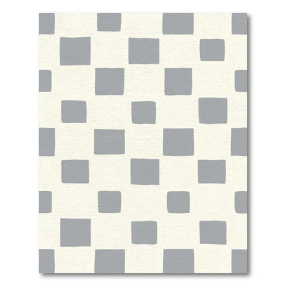 Soft Gray Grid Checkered Rug
