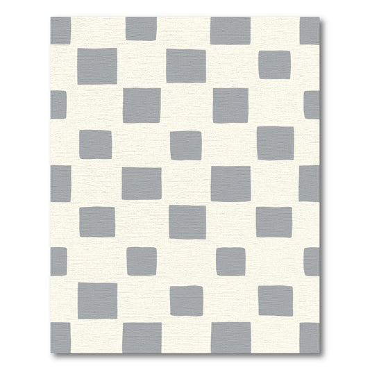 Soft Gray Grid Checkered Rug