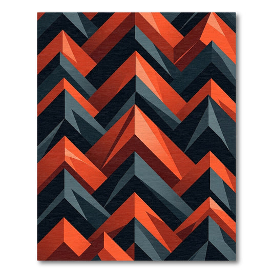 Geometric Charcoal and Burnt Orange Zigzag Rug