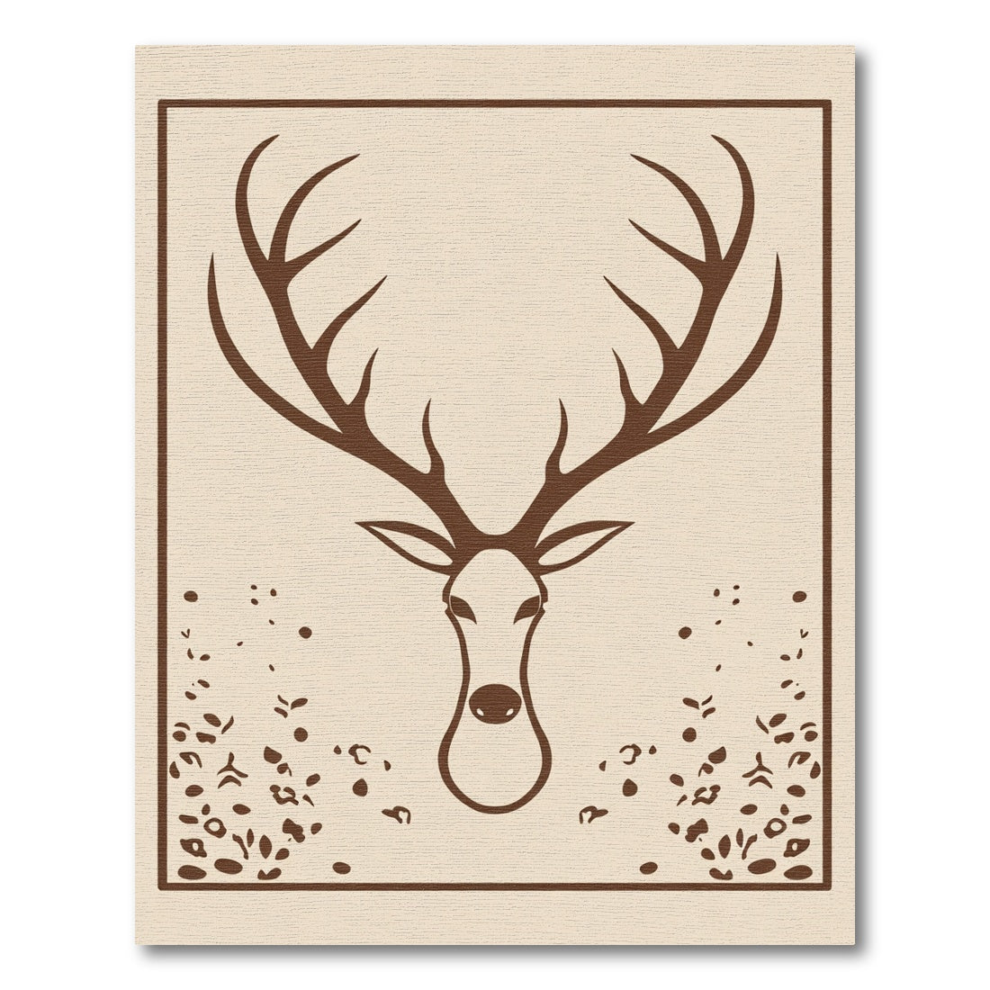 Rustic Brown Deer Head Graphic Rug