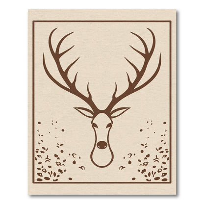 Rustic Brown Deer Head Graphic Rug
