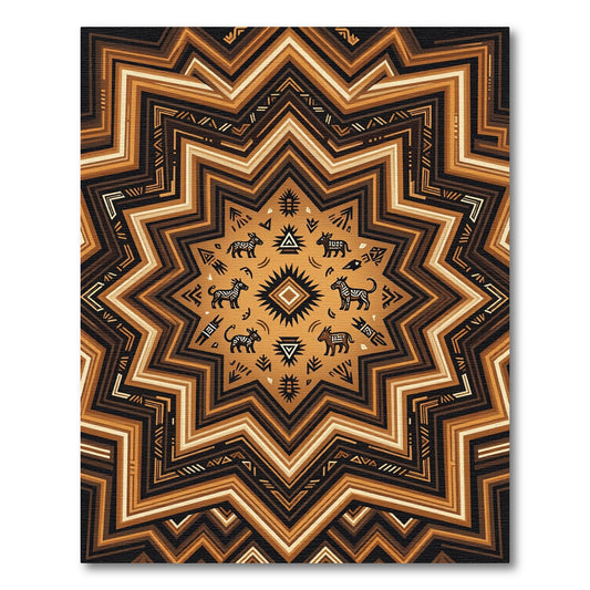 Earthy Bronze Geometric Zebra Star Rug