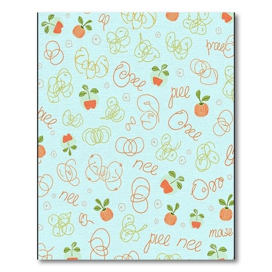 playful orange and green scribbled apples Rug