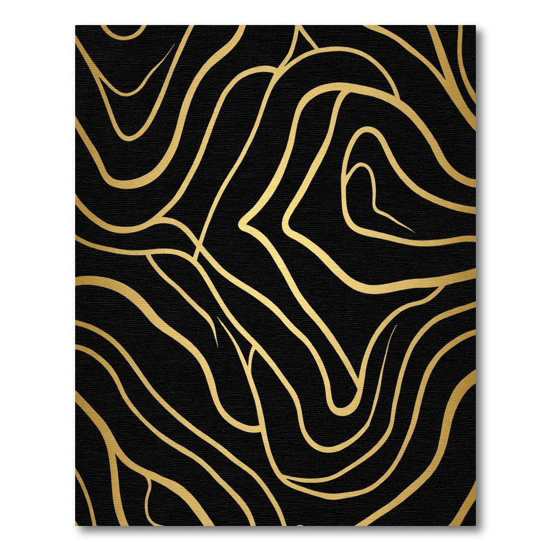 Bold Black Gold Wavy Lines Rug