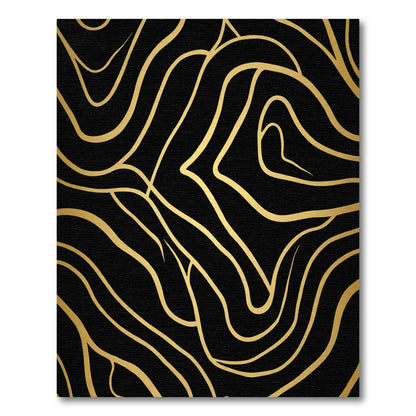 Bold Black Gold Wavy Lines Rug