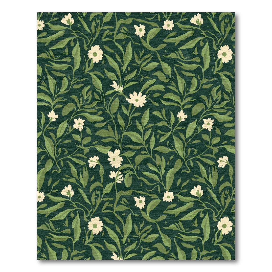 Dark Green Floral Vine Artful Rug