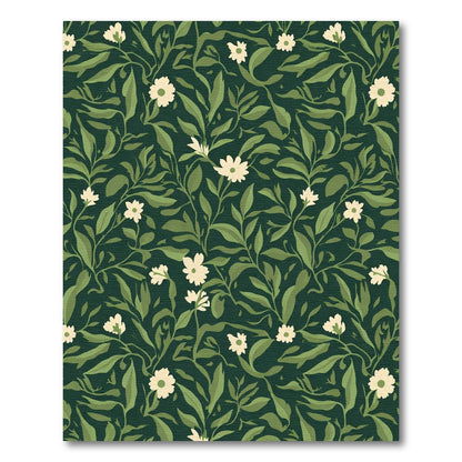 Dark Green Floral Vine Artful Rug